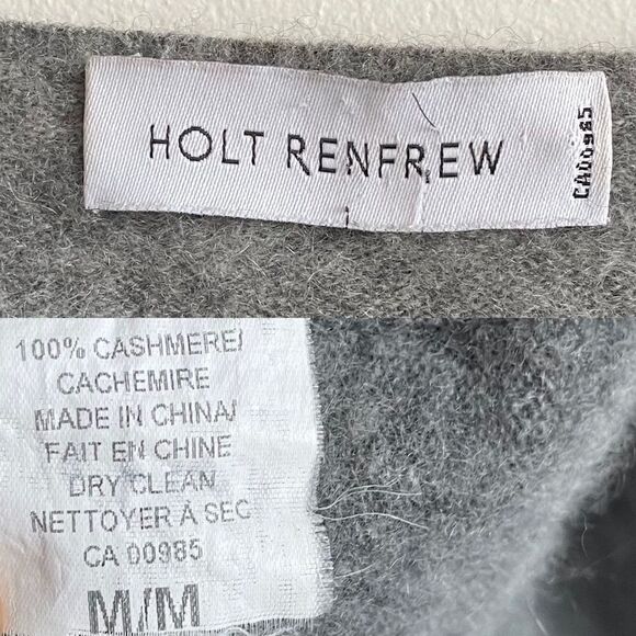 (SOLD) HOLT RENFREW Cashmere Long Sleeve V-Neck Sweater Gray M - Picture 5 of 5